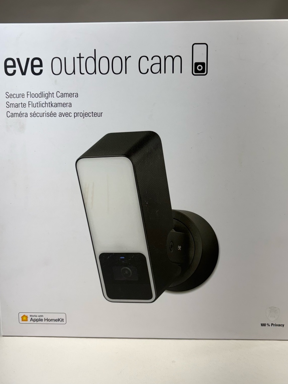 Eve Outdoor Cam – Secure floodlight Camera, Maximum (Black) Factory Sealed